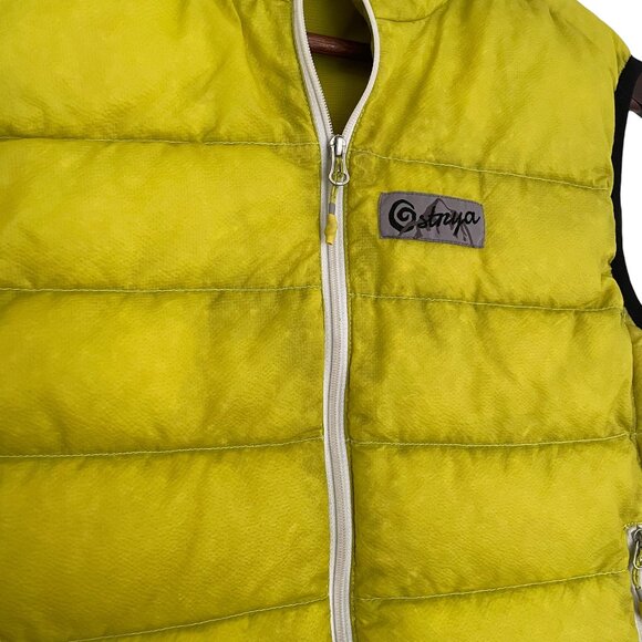Ostrya Down Filled Puffer Vest Small S Neon Yellow Quilted Zip Up Mens Packable - Picture 2 of 6